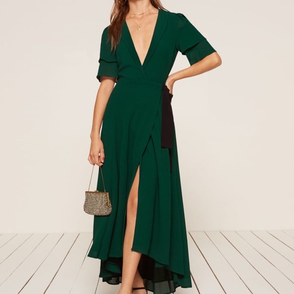 Reformation Dresses & Skirts - Reformation Layley Wrap Dress, Emerald